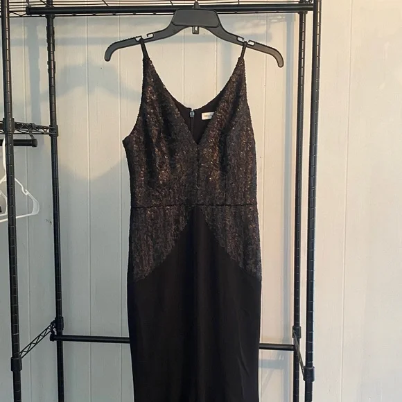 strapless open back dress Dress The Population Kai Sequin Gown - Brown main image 1